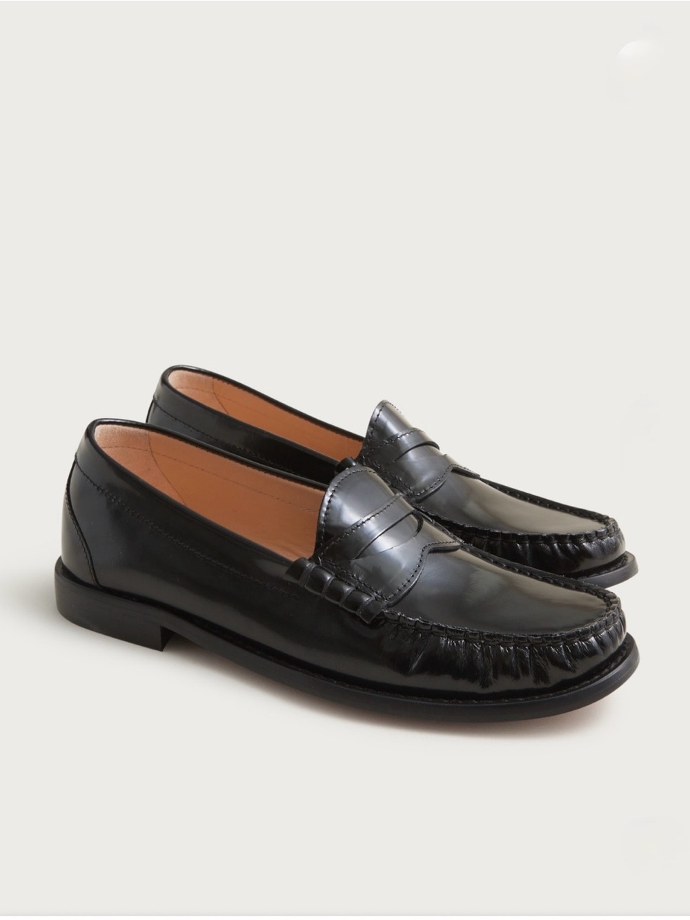 J.Crew Winona Penny Loafers Italian Spazzolato Black Leather 8.5